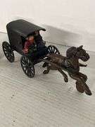 Cast Iron Horse and Cart, and Figure