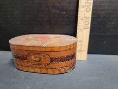 Wooden Trinket Box w/Assortment of Jewelry Pieces