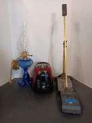 Desk Lamp, Oster Toaster & Blue Glass Faux Oil Lamp