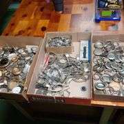 Large Assortment of Pocket Watch Cases, Watch Bands & Assorted Parts