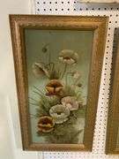 (2) Framed Vintage Floral Paintings on Glass