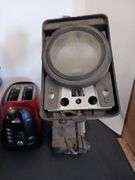 Desk Lamp, Oster Toaster & Blue Glass Faux Oil Lamp