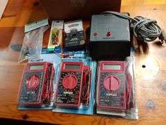 (3) Digital Multi Meters, Battery Tester & Demagnetizer