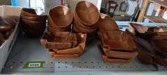 Collection of Wood Carved Bowls and Serving Pieces & Wood Fruit