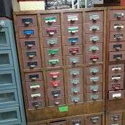 36 Drawer Card Catalog Cabinet w/ Assorted Contents