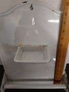 Enamel Towel/Soap Holder & Candle Sticks