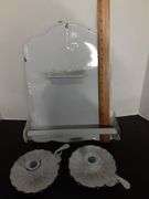 Enamel Towel/Soap Holder & Candle Sticks