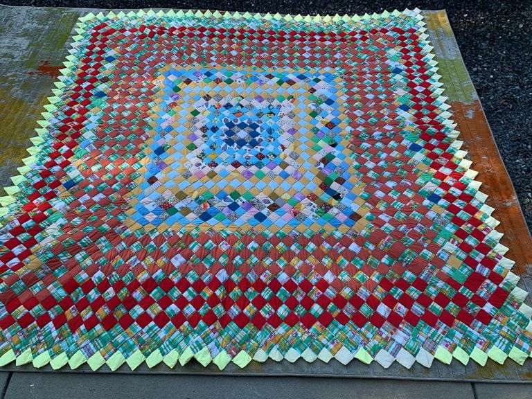 Beautiful Homemade Patchwork Quilt 91"X91"