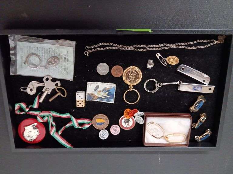 Key Chains, Foreign Coins, Pins, and More