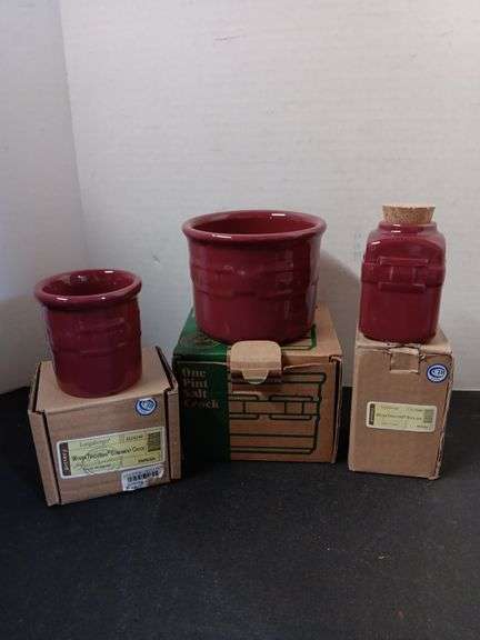 Longaberger Woven Traditions Spice Jar, Longaberger Condiment Crock, and Longaberger One Pint Salt C