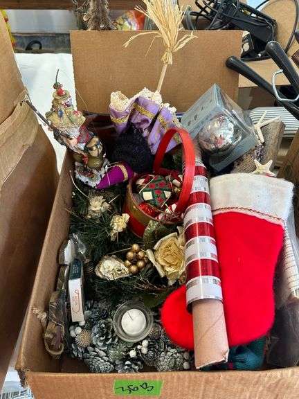 Assortment of Christmas Decorative Items, Ornaments & Stockings