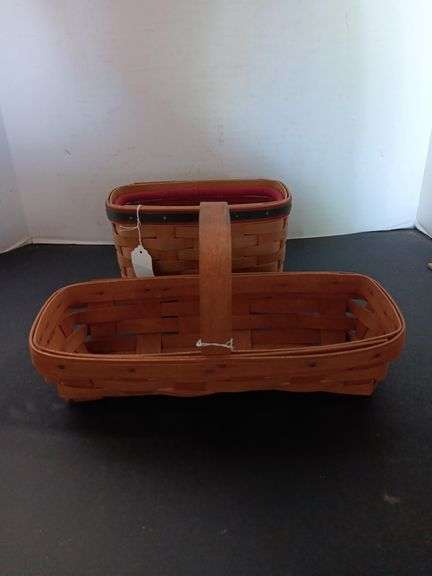 Longaberger '89 Bed Basket and Longaberger '04 Holiday Helper Combo Napkin Basket