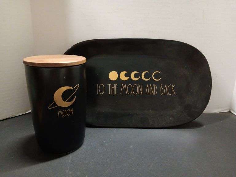 Rae Dunn Moon Canister and Serving Plate