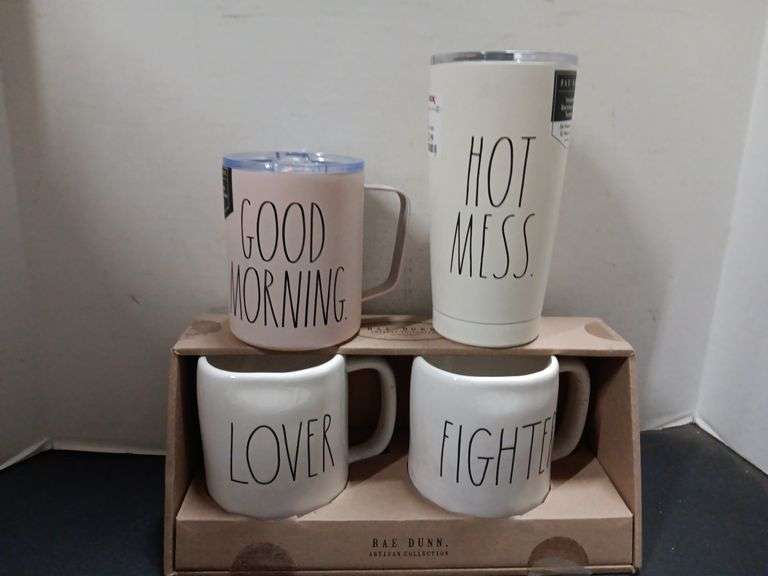 (2) Rae Dunn Insulated Mugs and (2) Rae Dunn Mugs