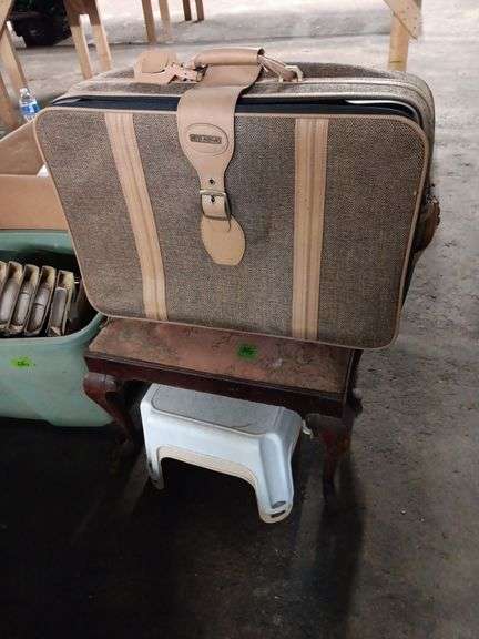 Suitcase, Plastic Step Stools, Upholstered Ottoman