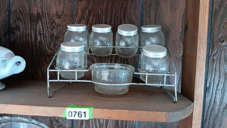 UNIQUE MCM Condiment Rack with Jars and Dish - Delaware Auction Center