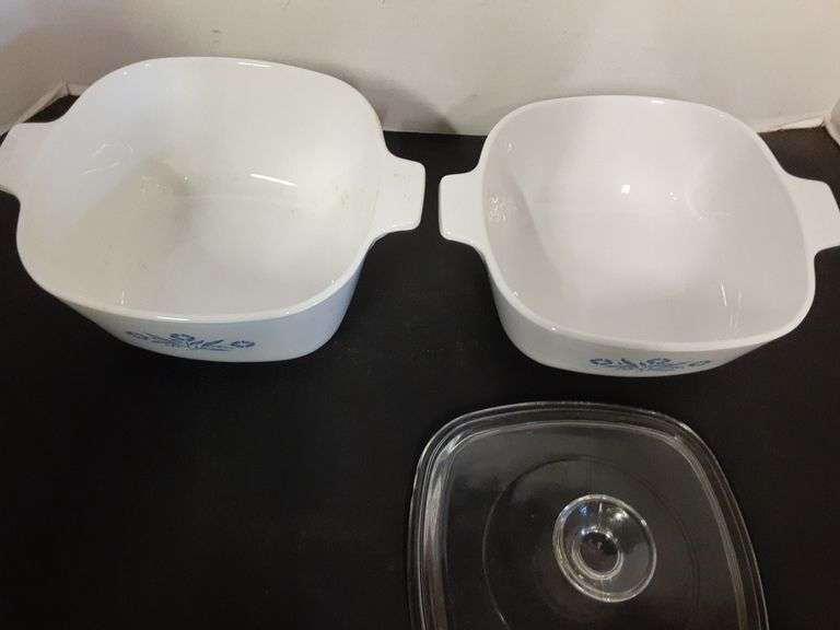 (2) Corning Ware Casserole Dishes and (1) Lid