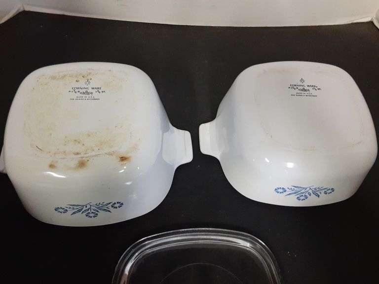(2) Corning Ware Casserole Dishes and (1) Lid