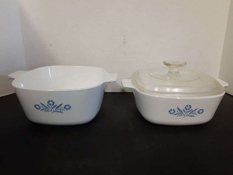 (2) Corning Ware Casserole Dishes and (1) Lid