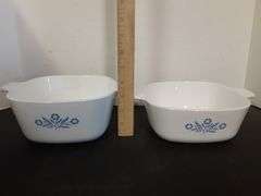 (2) Corning Ware Casserole Dishes and (1) Lid