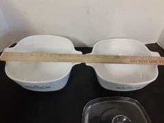 (2) Corning Ware Casserole Dishes and (1) Lid