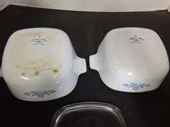 (2) Corning Ware Casserole Dishes and (1) Lid