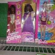 Graduation Barbie, Fashion Play Barbie, Paddling Taffy & Pups Barbie, Lauren, and Carmen Coke Kids