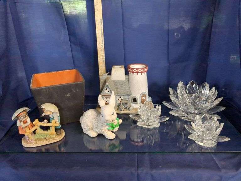 Planter, Candle Holders, Bunny Figure, and More