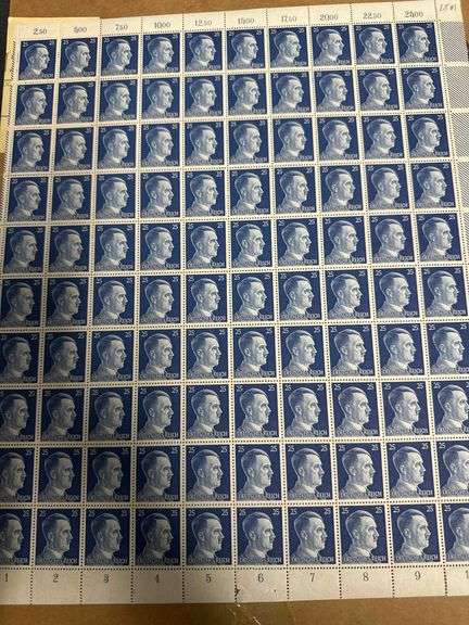 Vintage Men Today Magazine & Sheet of Deutsches Reich Stamps of Adolph Hitler