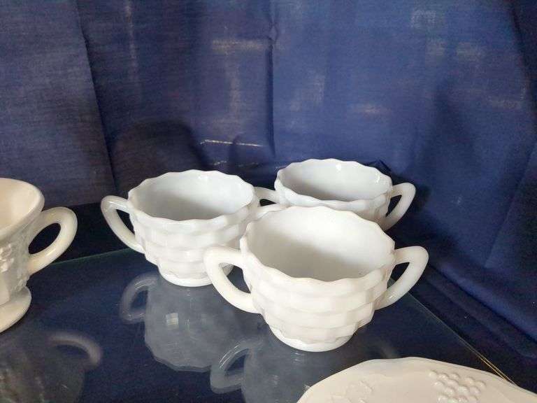 Milk Glass Teacups and Saucers