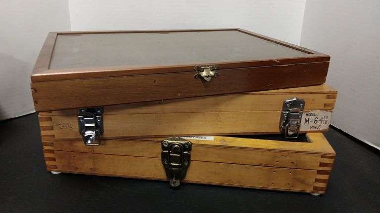 (3) Wood Display Cases