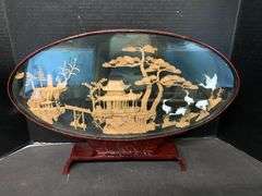 Framed Shell Herons, and (2) Asian Cork Bark Shavings