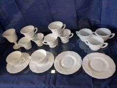 Milk Glass Teacups and Saucers