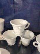 Milk Glass Teacups and Saucers
