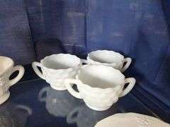 Milk Glass Teacups and Saucers
