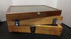 (3) Wood Display Cases