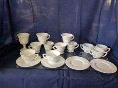 Milk Glass Teacups and Saucers