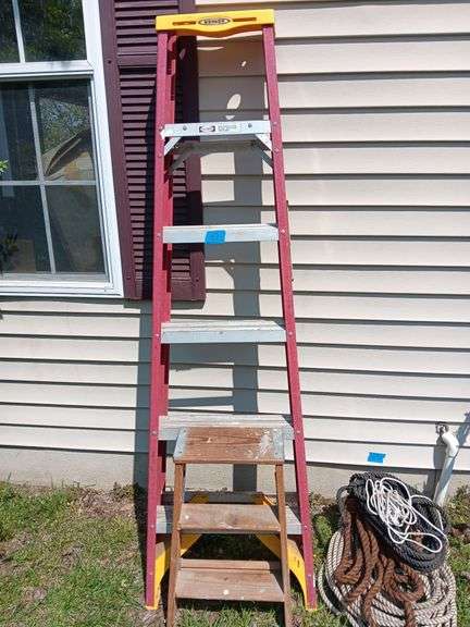 Werner Type II 6 ft Fiberglass Step Ladder & 2 ft Wood Step Ladder