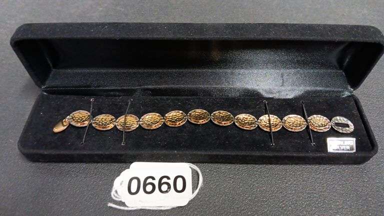 Marked 925 Two Toned Bracelet 7.5"  17.86gr