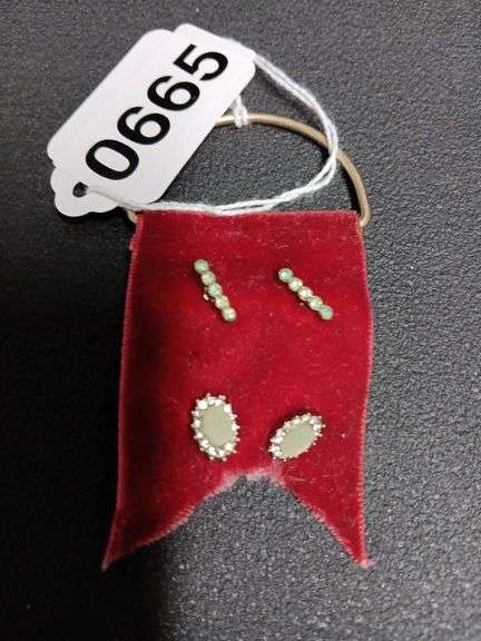 (2) Pair of Vintage Earrings w/Pale Green Stones