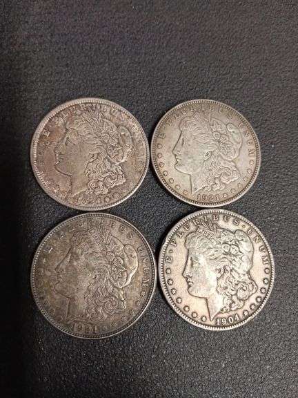 (4) Morgan Silver Dollars (3-1921 & 1904)