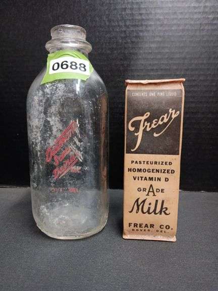 Diamond State Dairies Dover, DE Milk Bottle & Frear Co. Dover, DE Milk Container