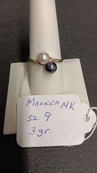 Marked 14KT Pearl Style Ring (Size 9 3gr.)