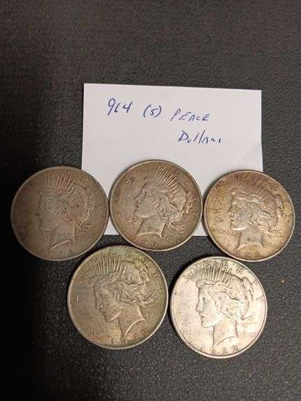 (5) 1922 Peace Dollars