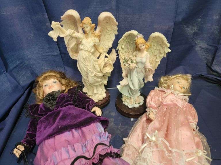 (2) Porcelain Dolls and (2) Angel Figures