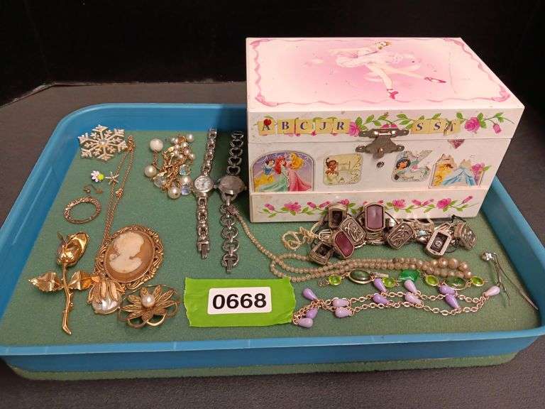 Assortment of Costume Jewelry & Jewelry Box
