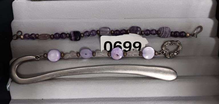 Purple Beaded Book Mark & Bracelet