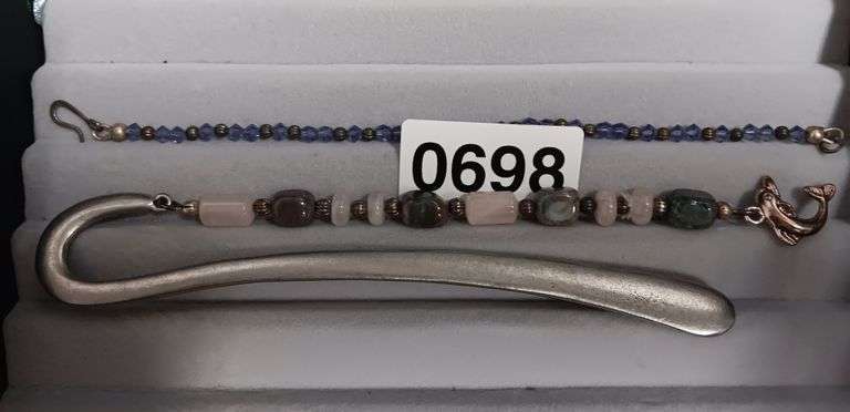 Pinks & Purples Beaded Book Mark & Bracelet