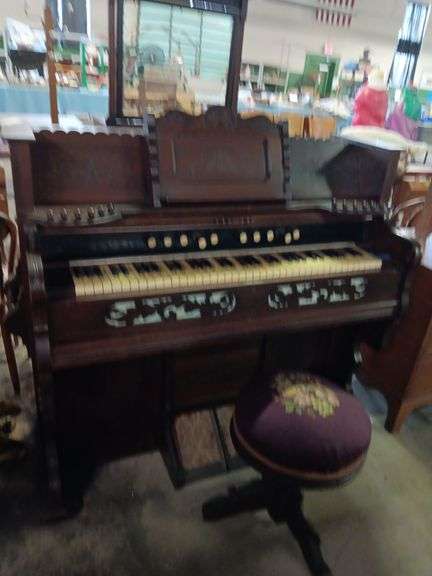 Antique Lawrence Pump Organ w/ Stool