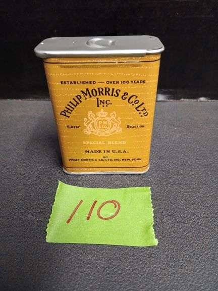 Vintage Philip Morris & Co. LTD. Inc. Cigarette Tin w/ Unopened Pkg. of Special Blend Cigarettes